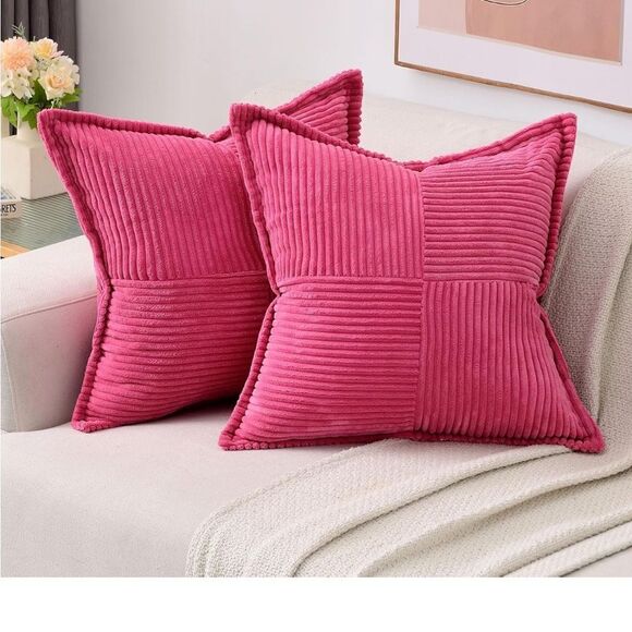 Pink Corduroy Throw Pillow Covers - Picture 1 of 4
